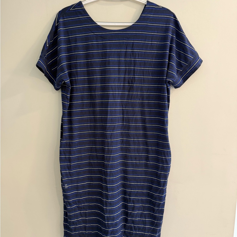 Elegant Navy Striped Midi Dress